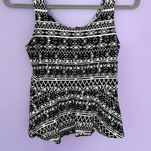 Express Small Black and White Peplum Top